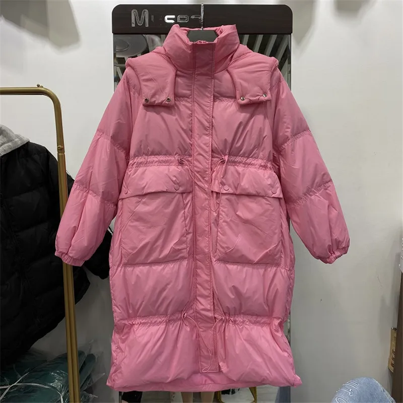 

Autumn Winter Women Warm Thicken White Duck Down Jacket Parkas Windproof Hooded Down Coat Ladies Oversize Long Puffer Outwears