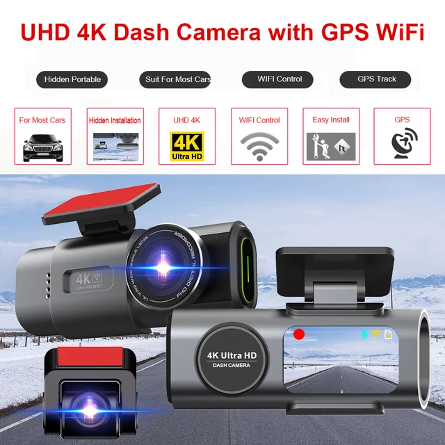 Dash Cam Dual Lens 4K UHD Car Camera DVR with GPS & Wi-Fi | Night Vision, 24H Parking Mode, Black Box Video Recorder 2