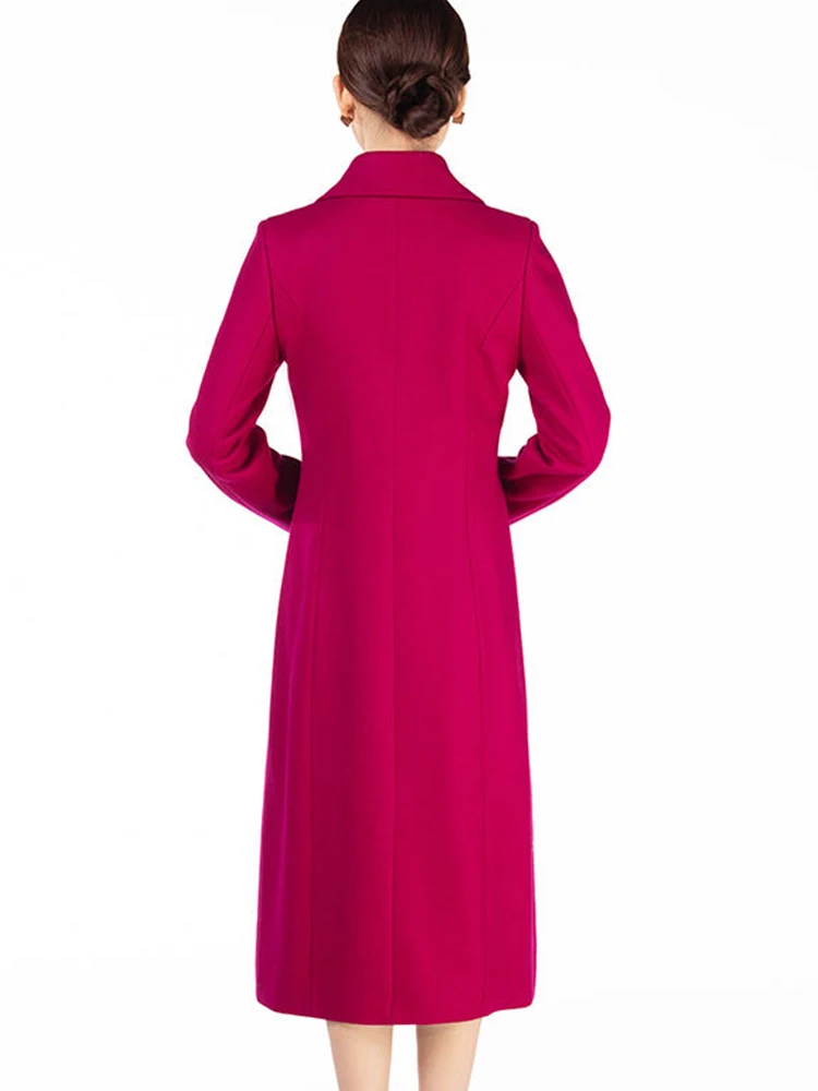 Women Warm winter Woolen Office Lady X-Long Blazer Coat Simple Outerwear Trench with Pockets Fashion Style Winter Wear