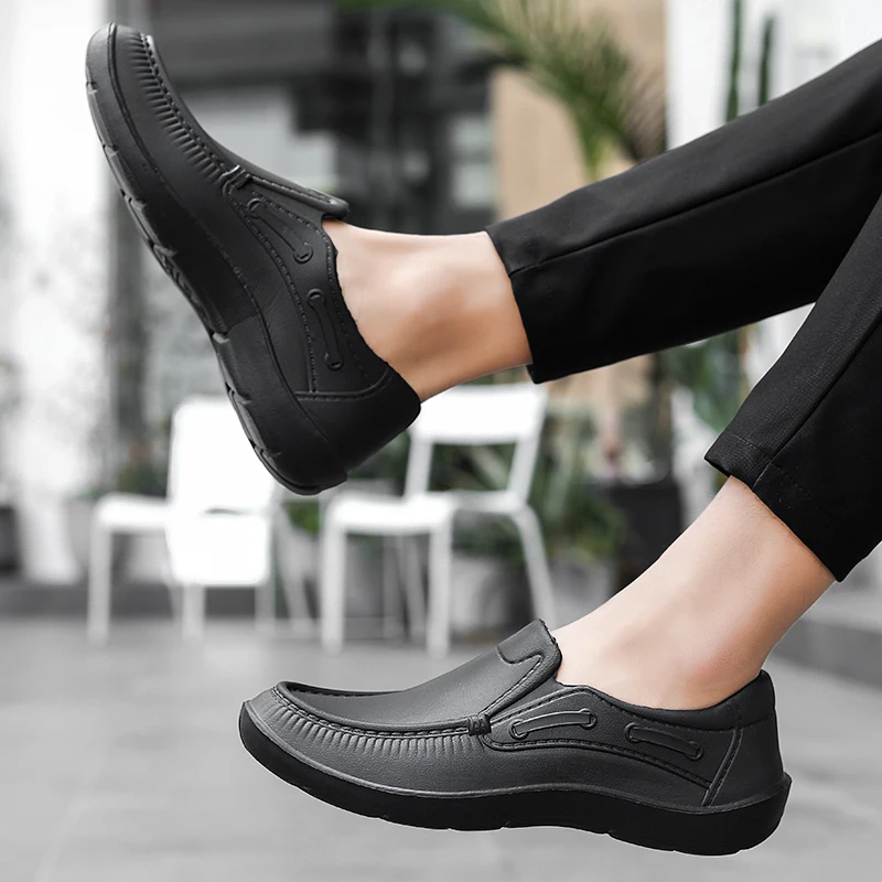 STRONGSHEN Men Casual EVA Shoes Waterproof Oil-proof Non-slip Chef Shoes Light Work Shoes Slip-on Kitchen Restaurant Shoes 6