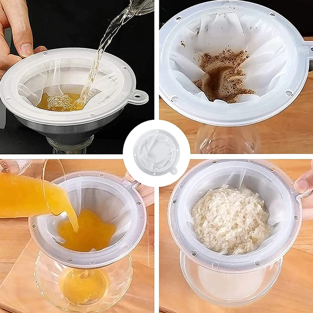 Új Ultrafine Háló Tölcsér Szűrő Finom Nylon Lekvár Étel Gyümölcslé -Tej Kávé Szűrésére - Image 4