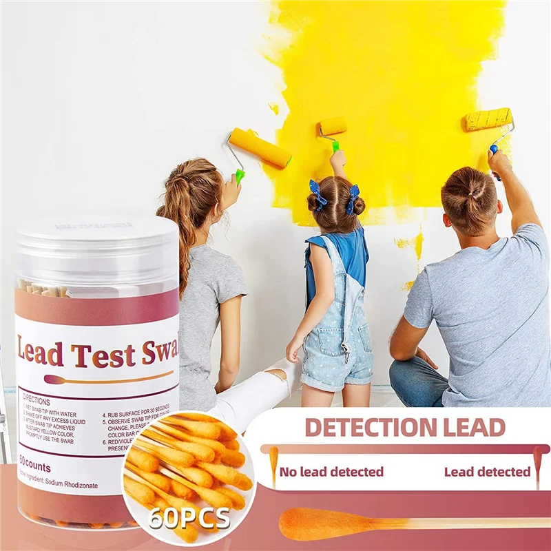 Newest Lead Test Kit Swabs-Lead Paint Test Kit, Check Swab for Home Use, Results in 30 Seconds (60PCS)