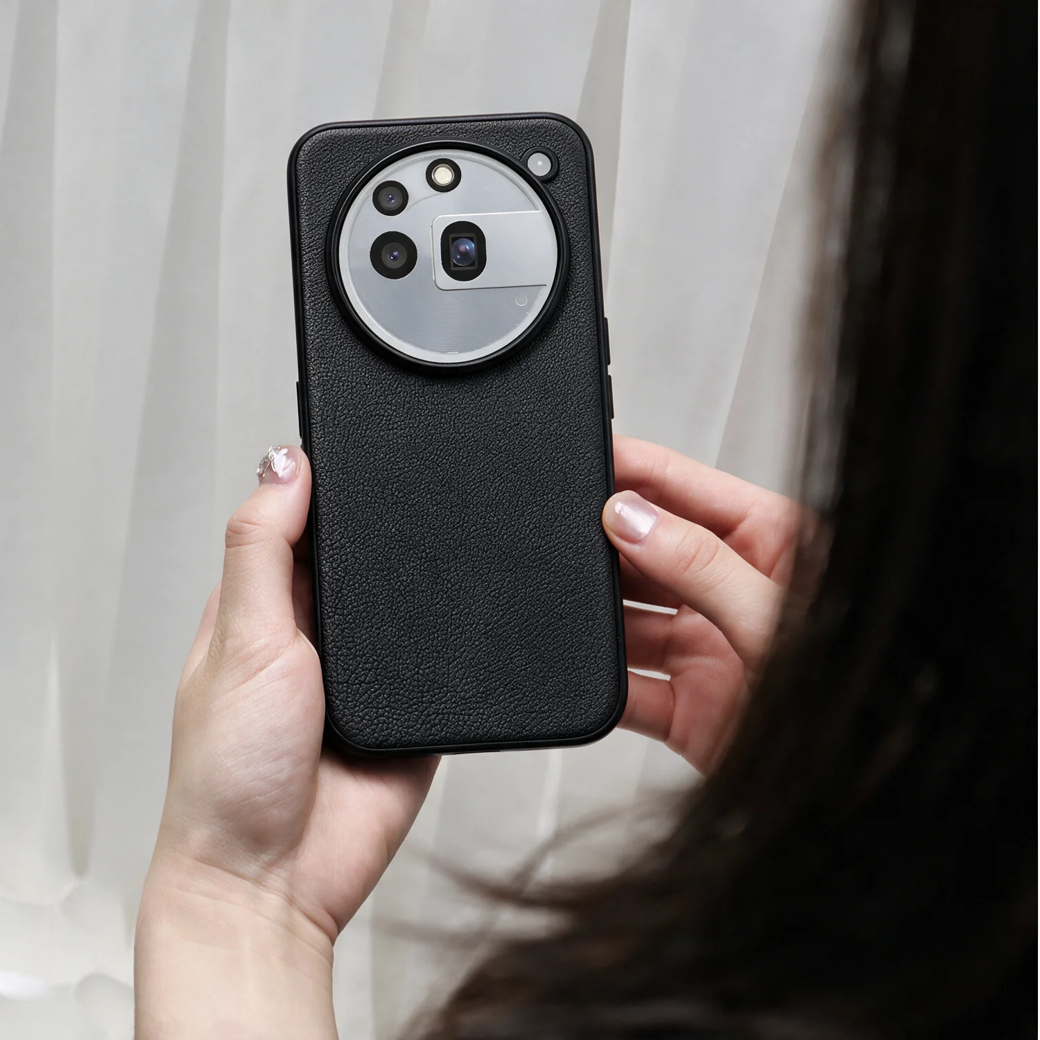 Luxury Genuine Leather Shockproof Phone Case - Solid Color Design