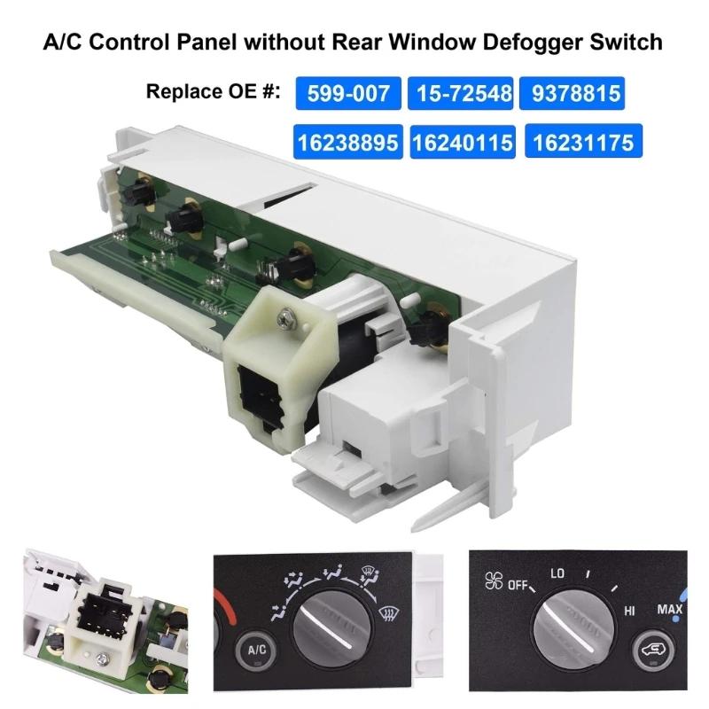 

HVAC Control Module Switches 599-007 Heater Control Panel Climate Control Module Switches Durable for C1500 C2500 C3500