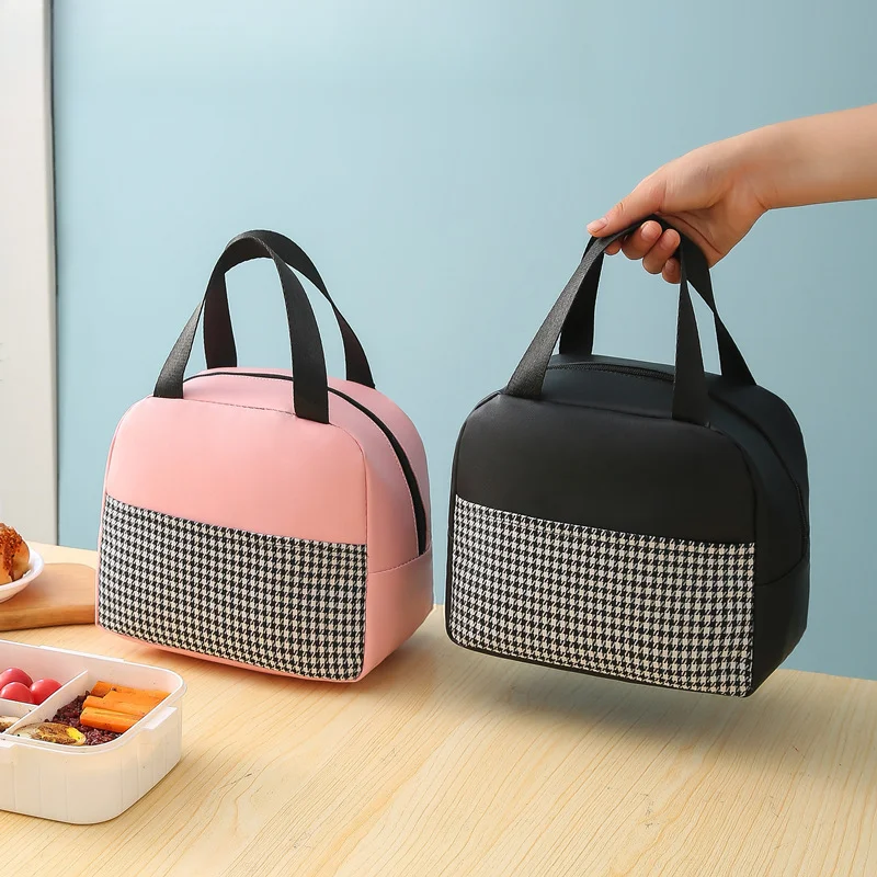 New PU bird grid insulation bag, leather waterproof portable lunch bag, lunch box bag, picnic bag_voghion.com