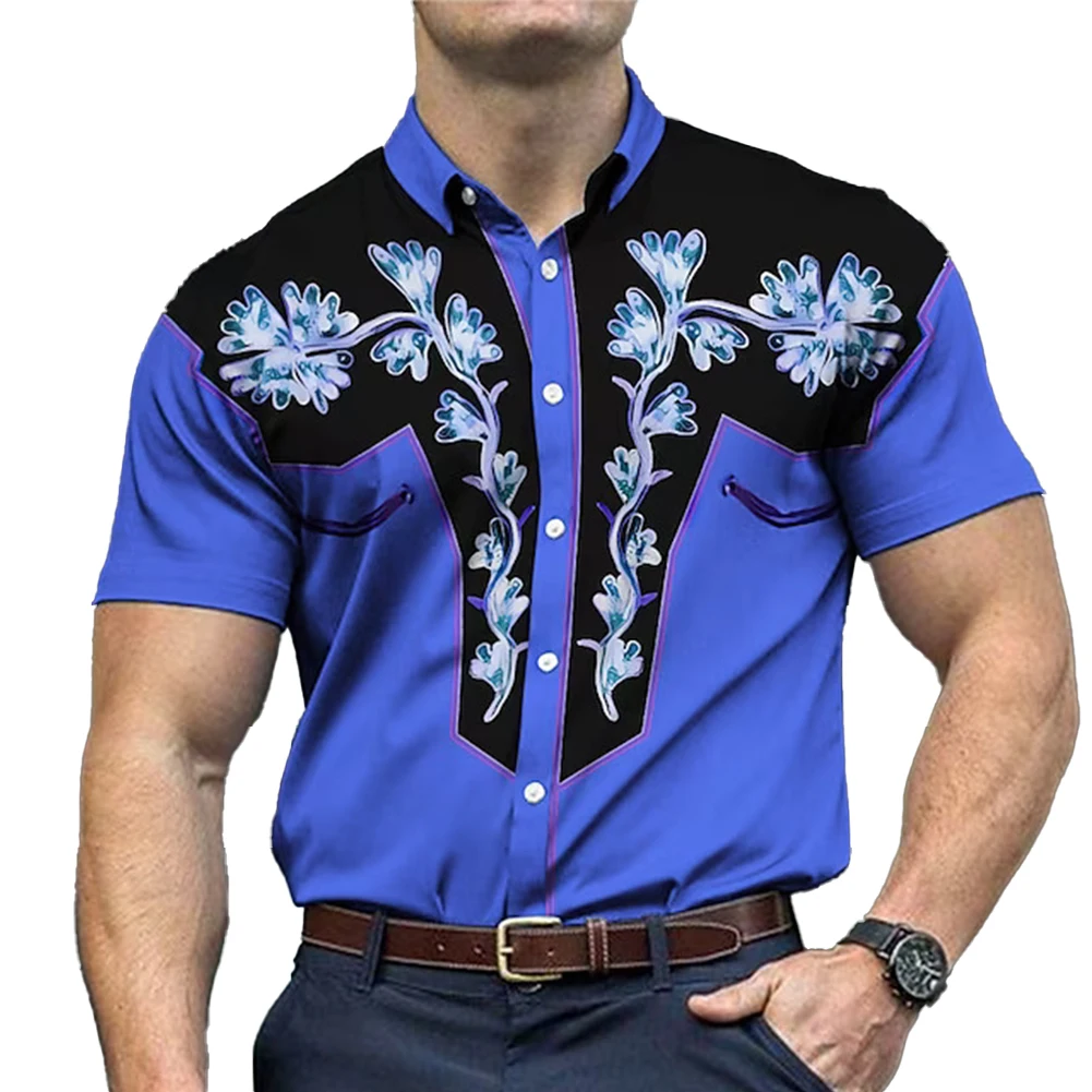 

Vintage Printed Men's Shirt Hawaiian Style Short Sleeve Silky Texture Button Up Perfect Blend of Casual and Party Wear