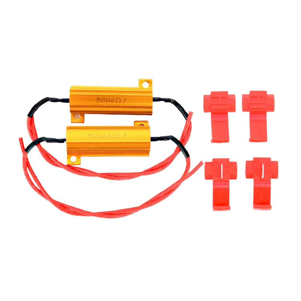 

2PCS Load Resistor 50W 6 ohm Wirewound Resistor Aluminum shell power Resistors LED Decoder, for Car Turn Signal lamp