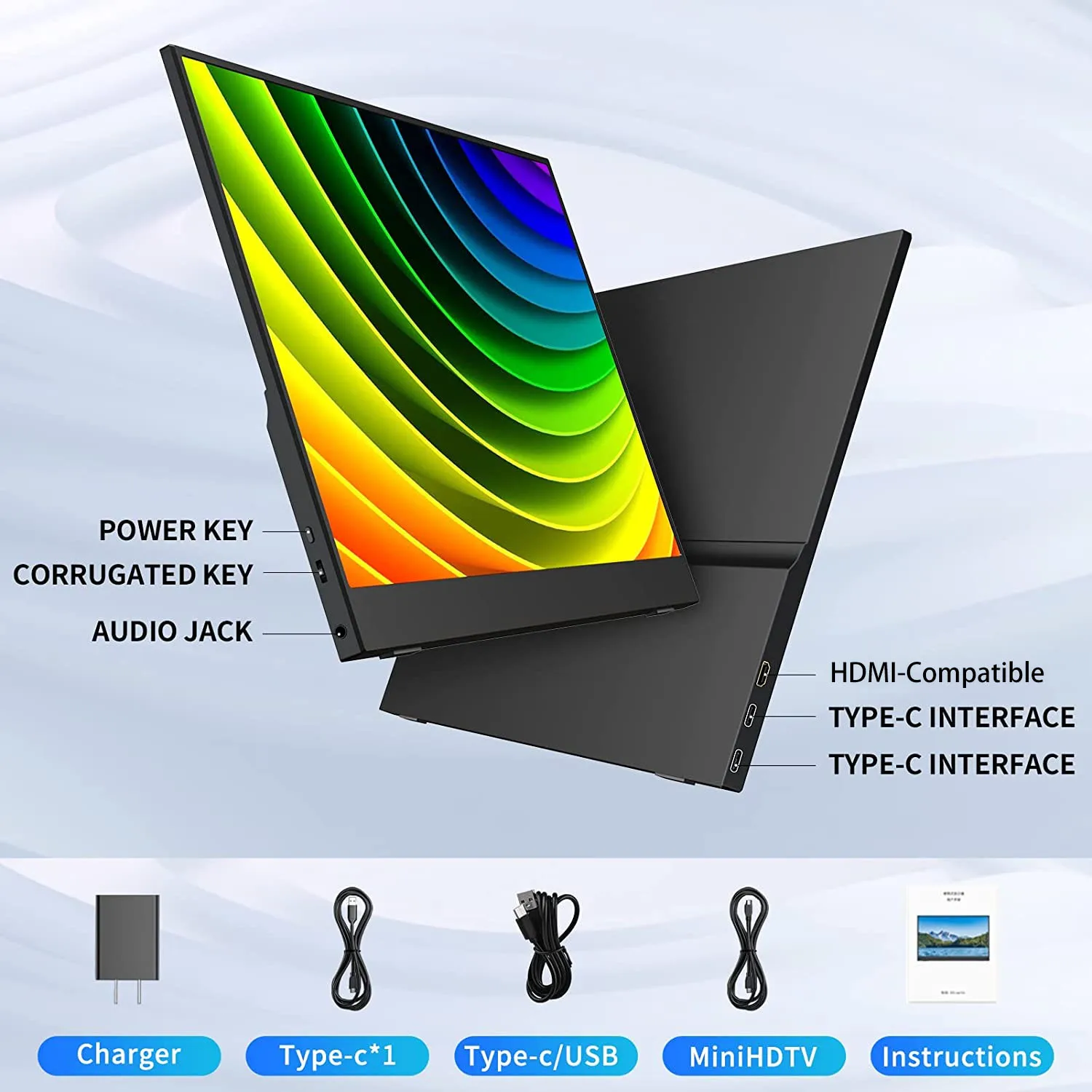 LIAGMK ޴  IPS HDR , USB C Ÿ HDMI ȣȯ Ȯ ȭ, Ʈ ȭ ġ PS4 , 15.6 ġ, 14 ġ