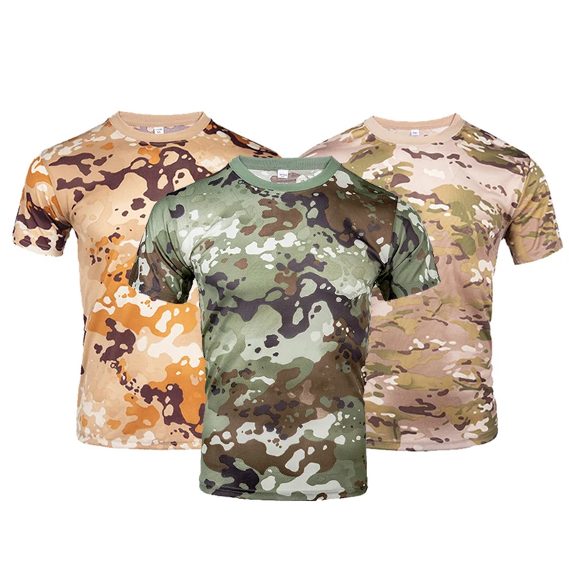 

Men Camouflage Hunting Shirts Tactical Fishing Shirt Army Military Tshirts Camo Hiking Camping Quick Dry Clothes