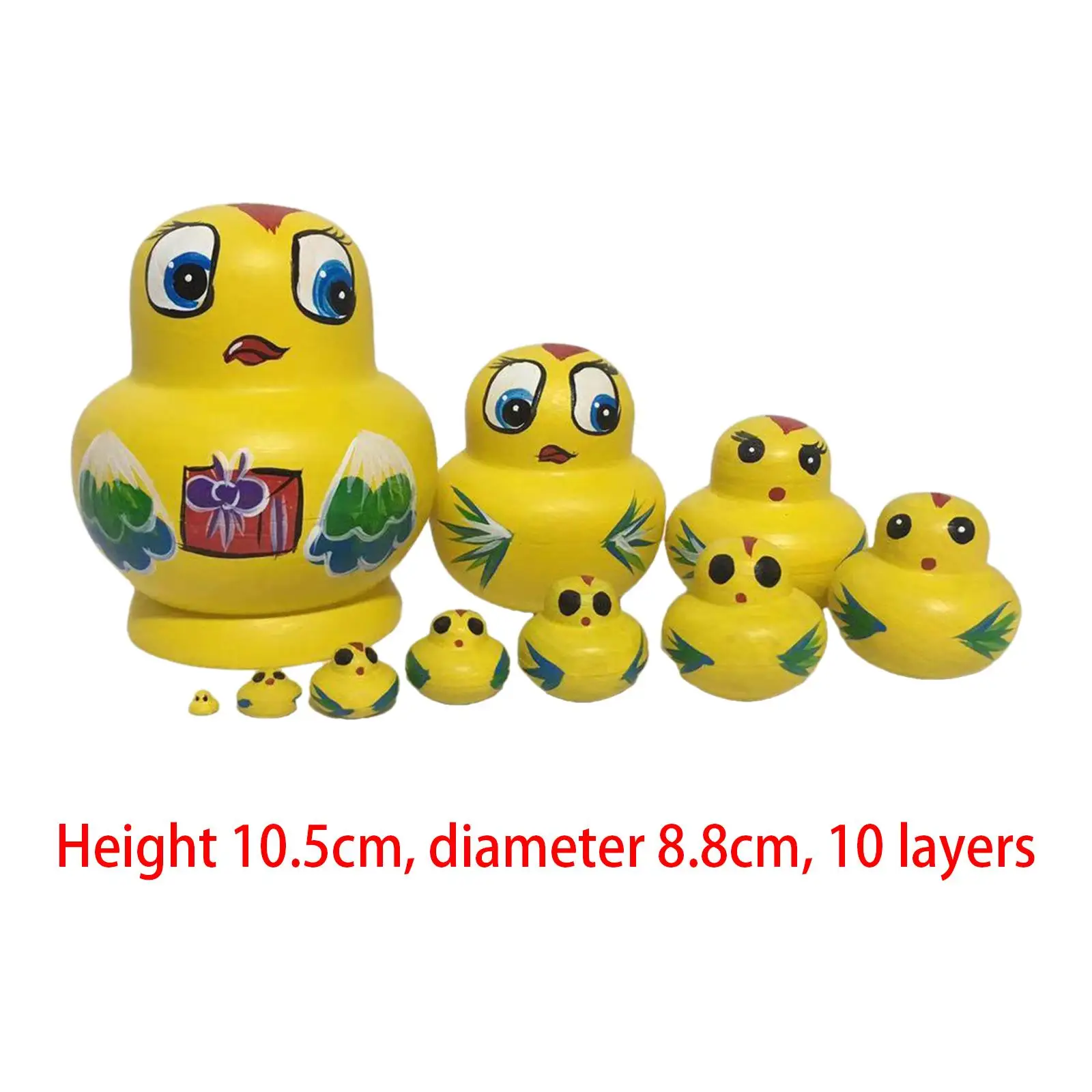 

10 Pieces Handpainted Wooden Russian Nesting Doll, Traditional Matryoshka Doll, Wood Stacking Dolls for Home Ornament