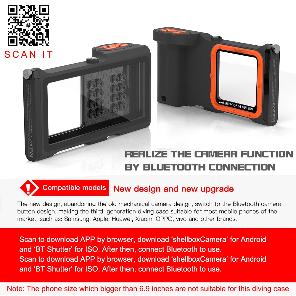 3ND Bluetooth Selfie 15 Meter Deep Diving Underwater Swim Waterproof Case For Huawei Mate 60 50 40 30 Pro P60 P50 P40 P30 P20