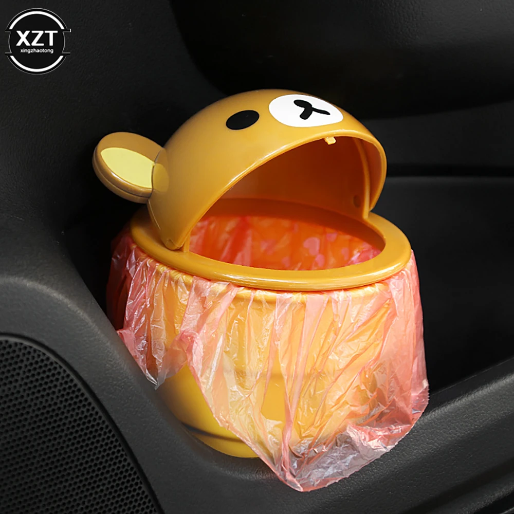 Cute Cartoon Car Trash Cans Storage Box Cup Holder Garbage Bin Rubbish Cases Auto Waste Organizer Automotive Supplies