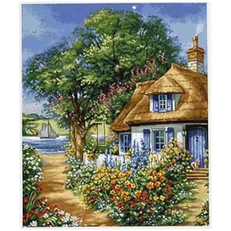 

Summer Hut Scenery Patterns Counted Cross Stitch Set Handmade 11CT 14CT 16CT 18CT Cross Stitch Kit Embroidery Needlework Gifts