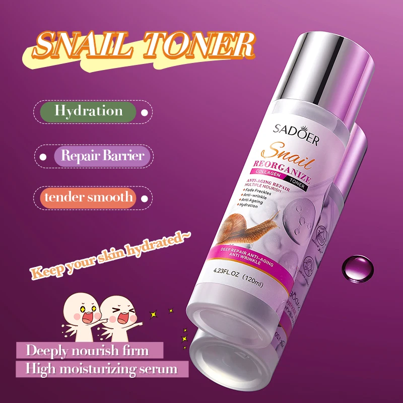 120ml SADOER Snail Collagen Face Toner Moisturizing Anti Wrinkles Anti-Aging Whitening Facial Essence Skin Care Products