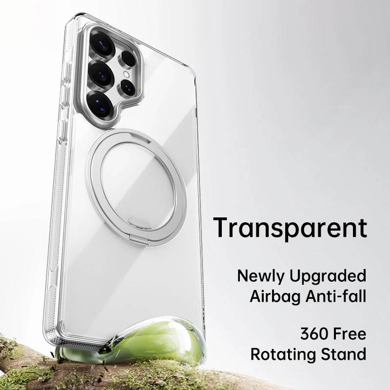 360° Rotating Magnetic Phone Case with Luxury Metal Bracket and Shockproof Protective Cover