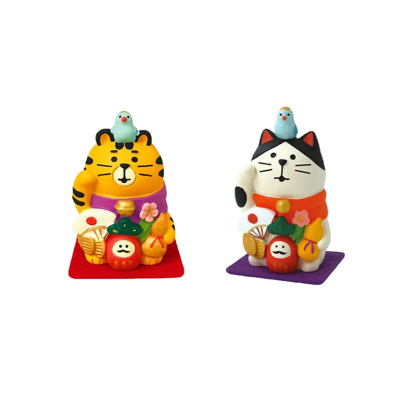 

Японская продуктовая игрушка ZAKKA в стиле ваньфу для кошек, поделки из смолы «сделай сам», небольшие украшения, хороший товар, тигр молится за благословения, даму желание