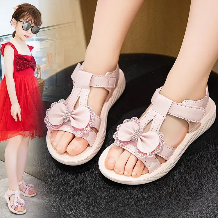 

Children's princess sandals wholesale 2023 summer new girls' sandals cute soft sole little girl Roman sandals