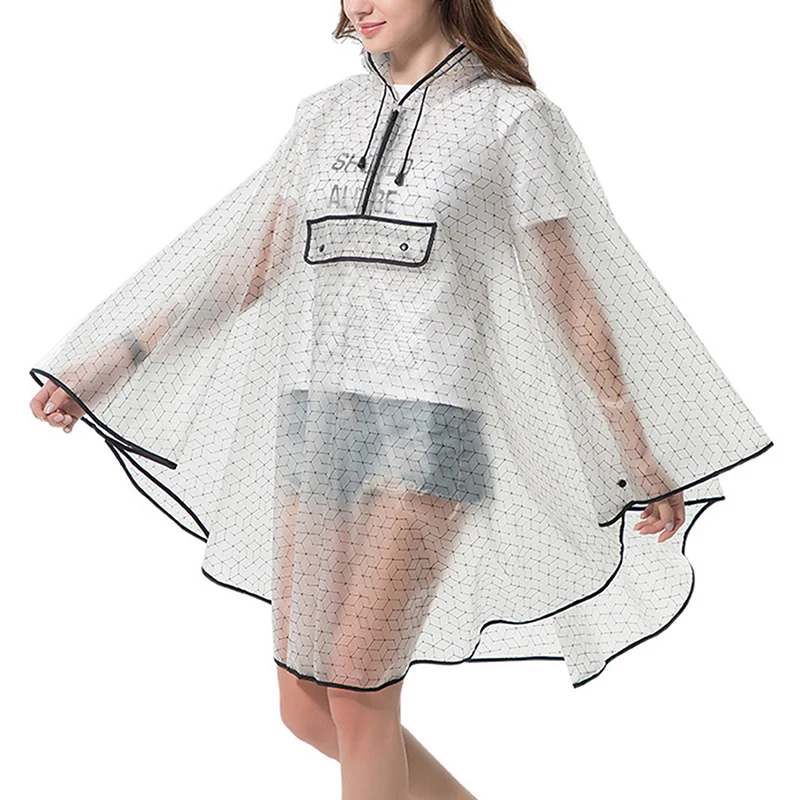 Raincoat Poncho Reusable Waterproof EVA Women Men Hooded Poncho For Outdoor Tourist Backpack Bicycle Riding Hiking