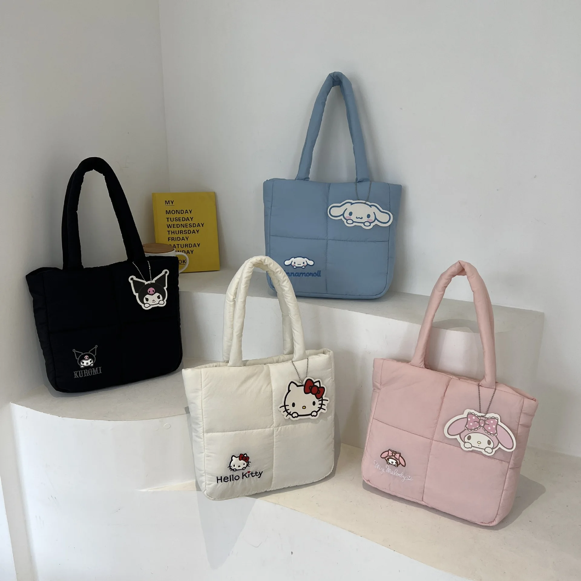 Hello Kitty reversible tote bag with mini bag white Japan limited