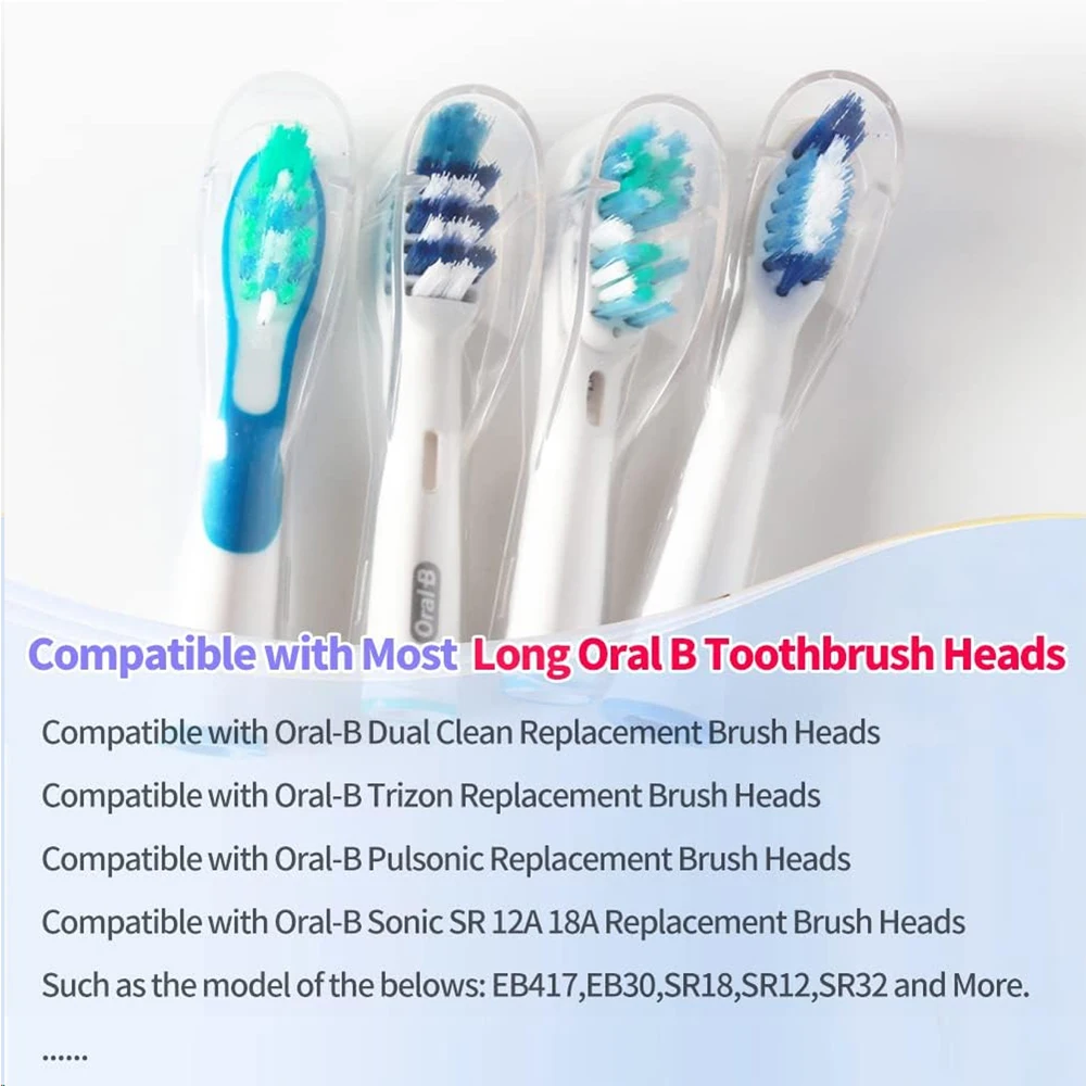4 Pack Compatible with Oral B Long Head Electric Toothbrush Heads Dustproof Cover Caps, Long Replacement Brush Head Protectors