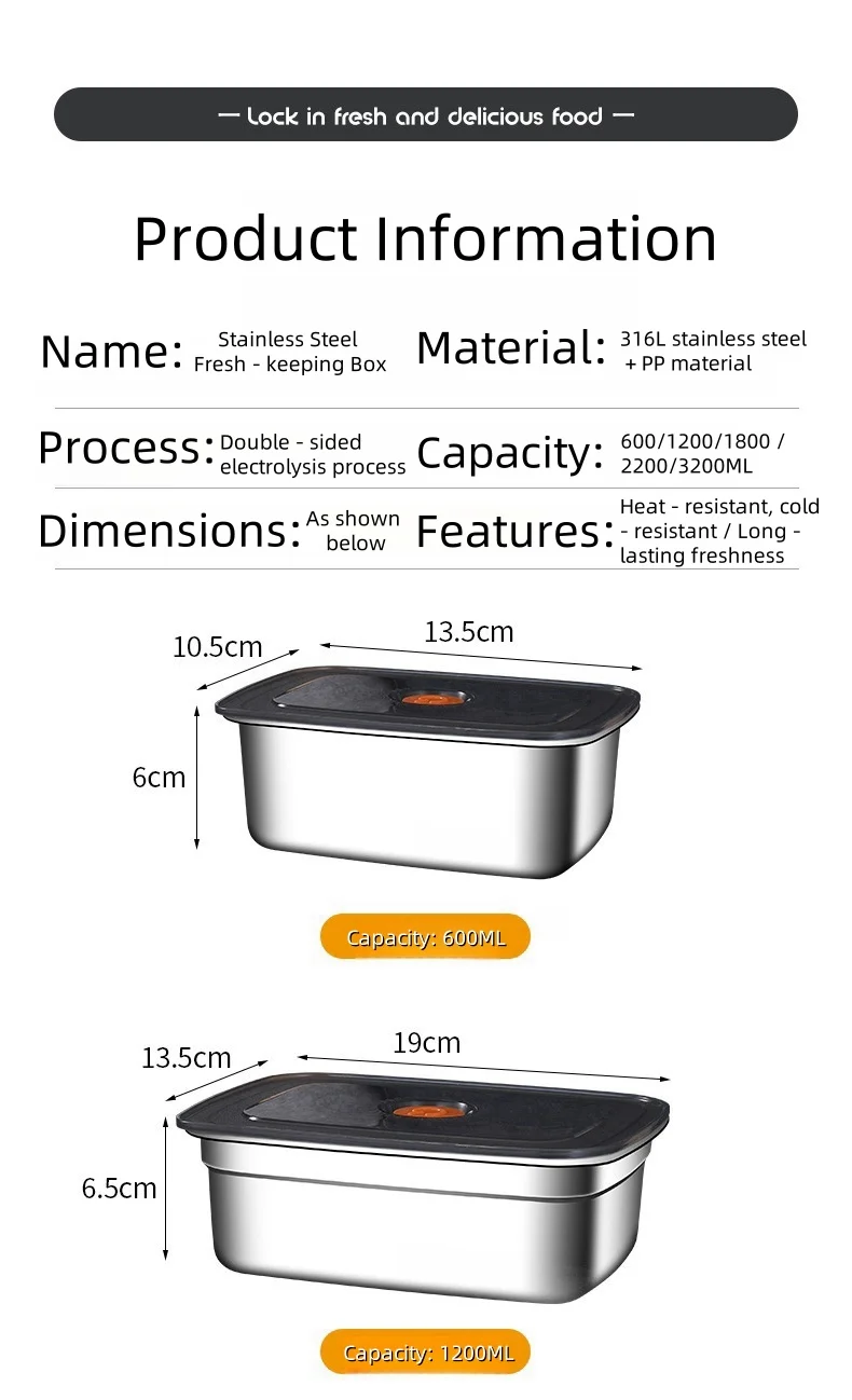 caja para alimentos con bacio de aire, fiambrera para estudiantes, contenedor de almacenamiento de alimentos con tapa, fiambrera Bento, herramienta de acampada para pícnic al aire libre » caja para alimentos con bacio de aire
