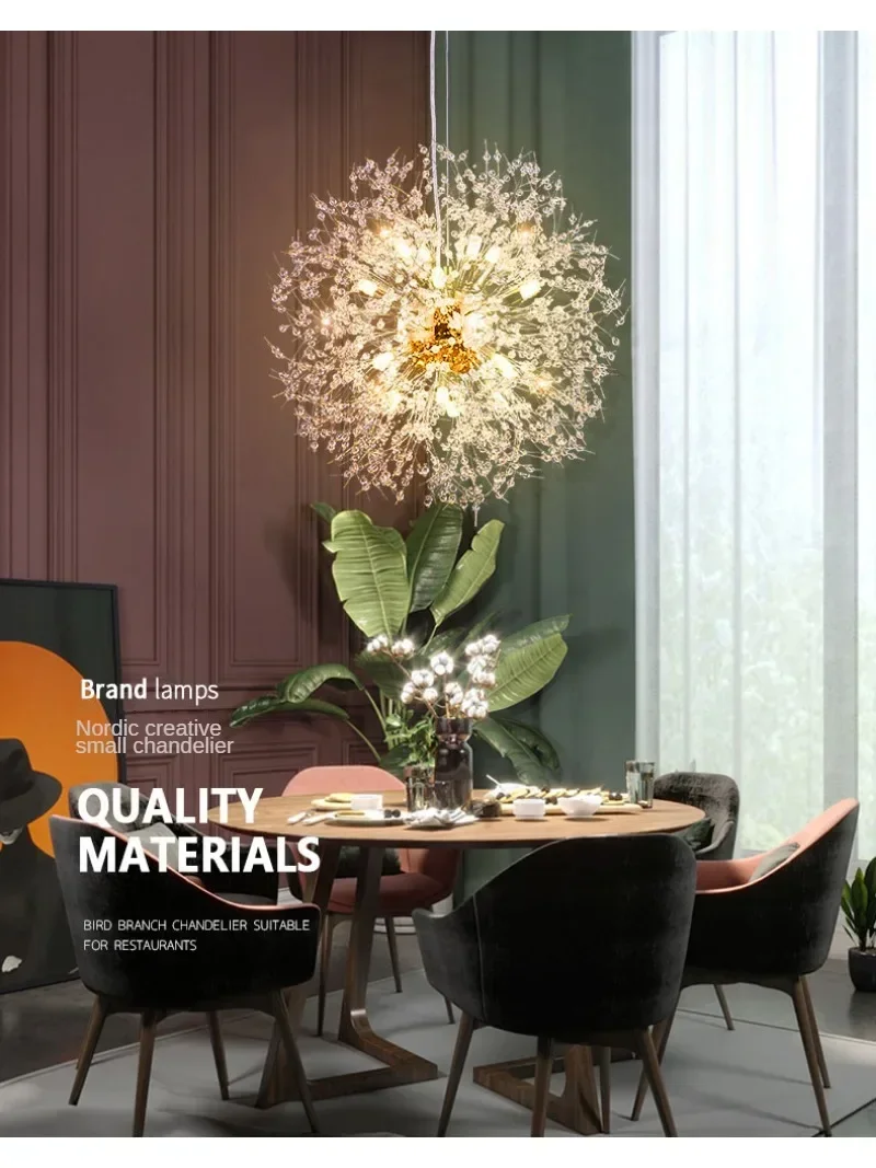 Description Picture 2 of item2023 Modern Crystal Dandelion Chandelier Lighting Pendant Lamp For Living Room Dining Room Home Decoration
