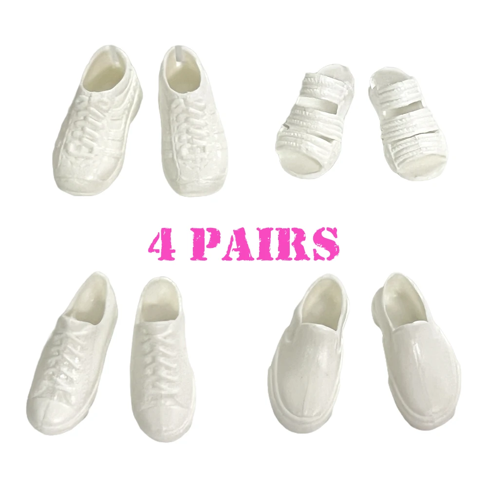 Nk 4 Pcs New Boy Fashion Casual Scarpe Basse Per Ken Doll Per Barbie Doll Boy Friend Doll Scarpe Bianche 1/6 Accessori Giocattolo