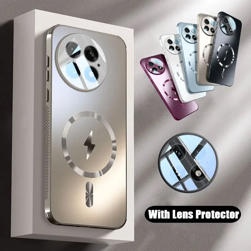 Magsafe Hard Matte Shockproof Phone Case with Lens Protector & Wireless Charging Capability