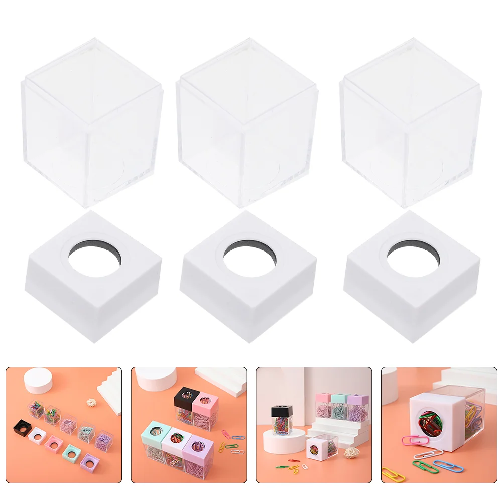 

3 Pcs Storage Rack Paper Clip Bucket Office Clear Container Bobby Pin Holder Plastic Small