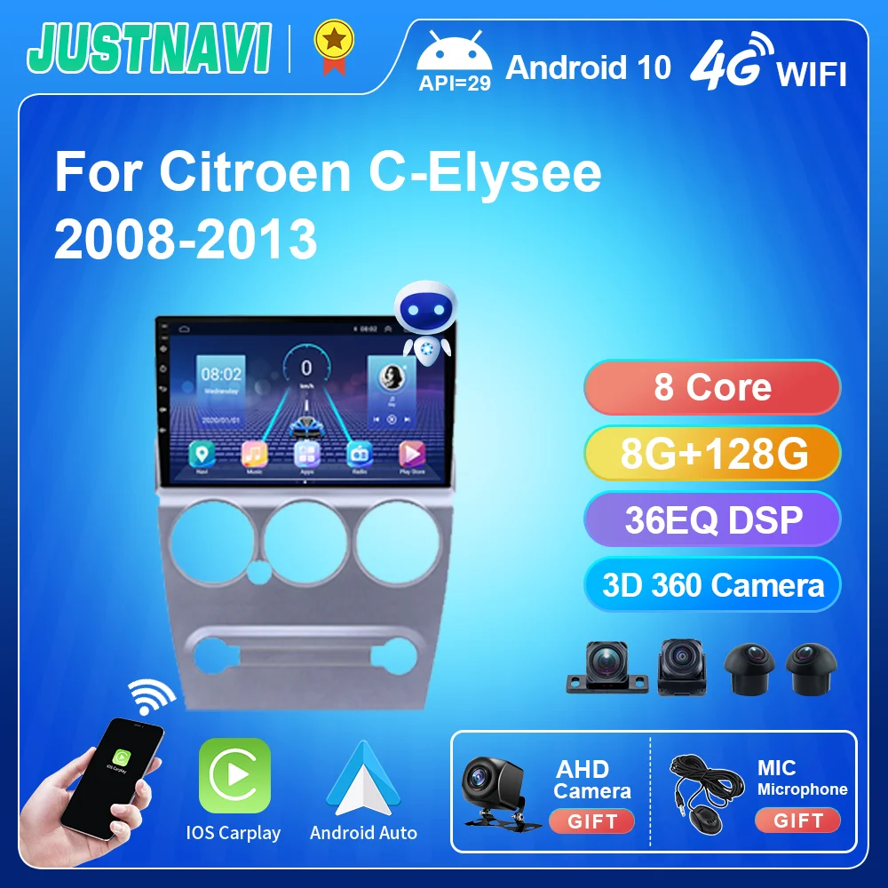 

Автомобильный радиоприемник JUSTNAVI для Citroen C-Elysee 2008-2013 Android стерео Мультимедийный Авторадио CarPlay видео DSP плеер WIFI GPS