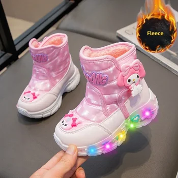 Sanrio Children Snow Boots Girls Princess Boots Cute Melody Non-slip Sport Shoes Thicken Cotton Shoes Baby Soft Cartoon Boots