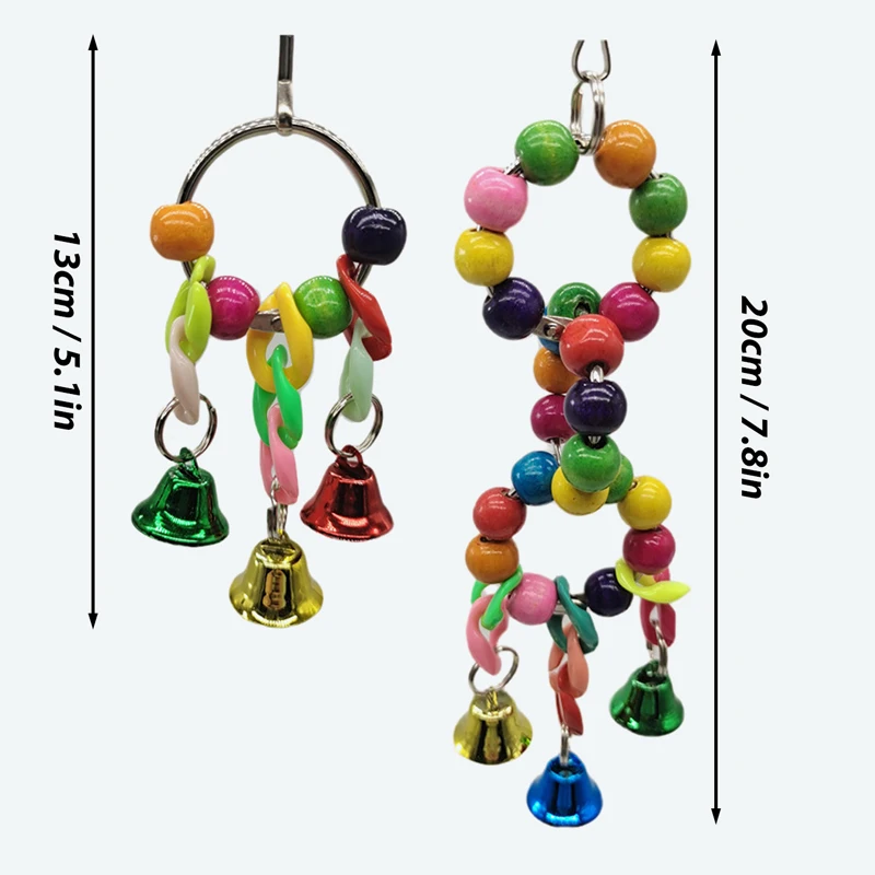 Colorful Beaded Pet Bird Toy Bell Gnawing String Climbing Swing Bird Supplies Small Pet Supplies Parrot Cage Accessories D9131 pet toys,pet chew toys,pet teeth grinding toy,pet exercise toy,pet bird toy