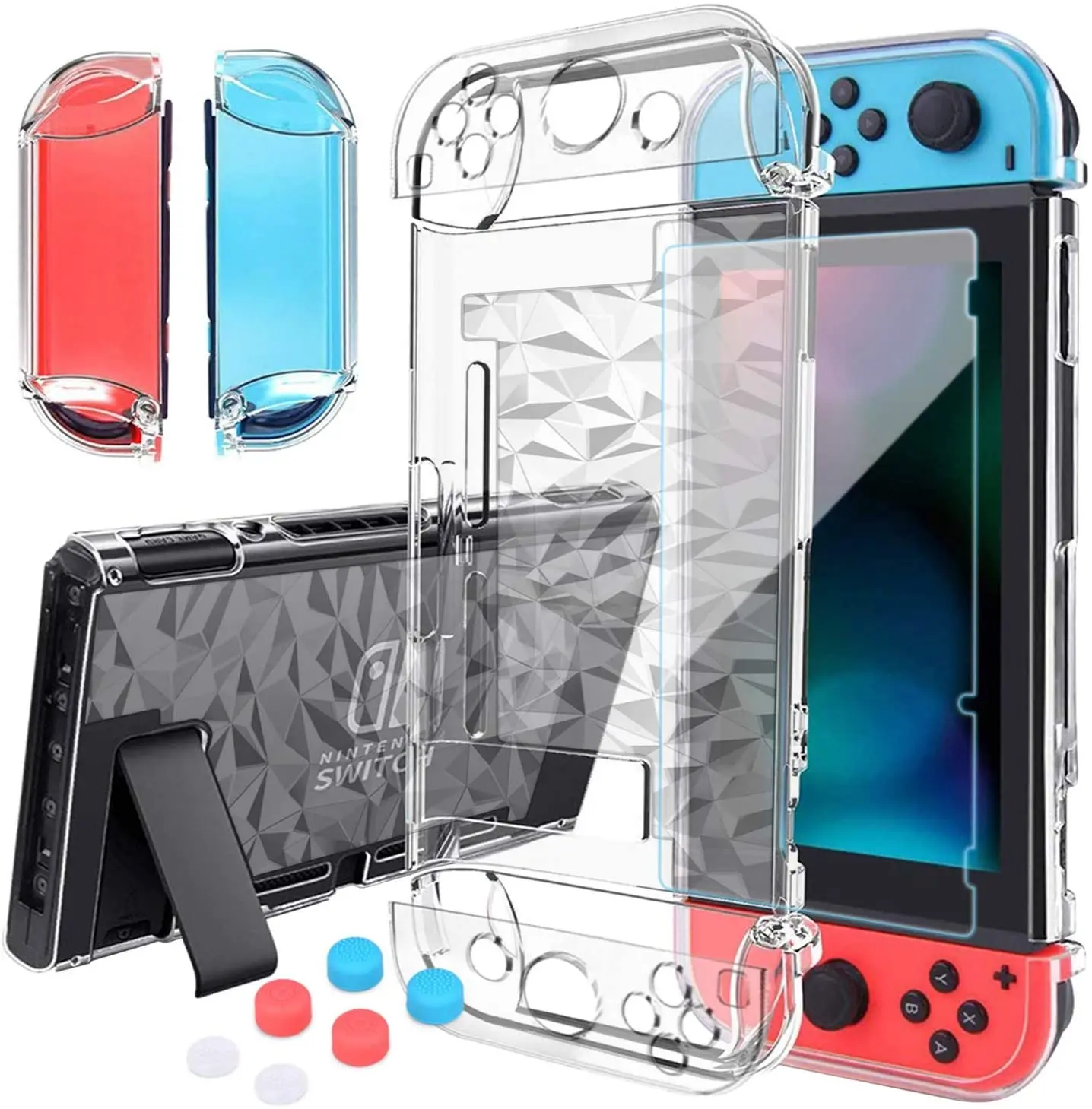 Mooroer-nintendo Switch Case com Protetor de Tela Capa Protetora Dockable Temperado