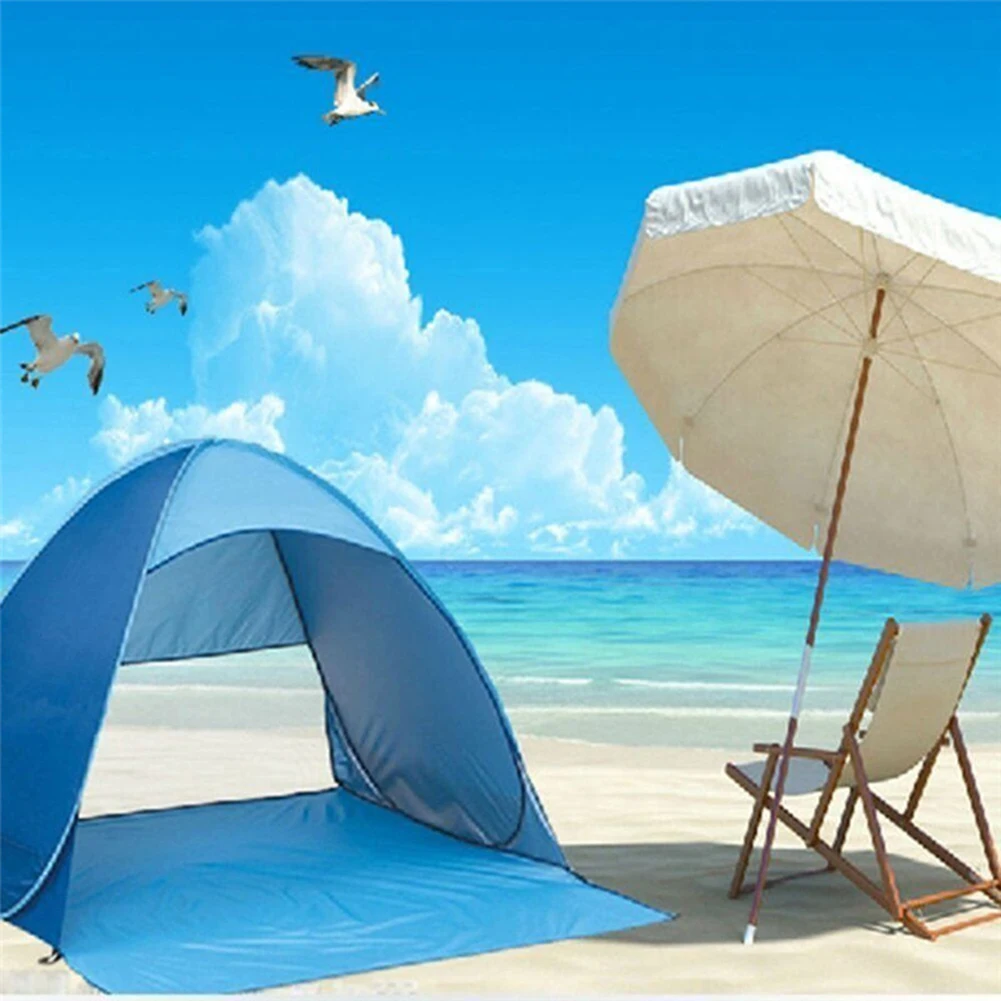 Instant Pop-Up Beach Shelter Ultralight Automatic Sun Shade With 50+ UV Protection Sand Pockets Outdoor Camping Supplies