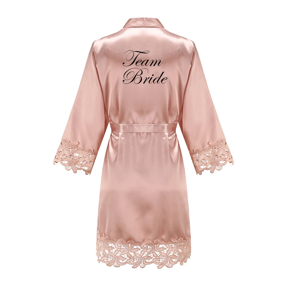 Women Sleepwear Bride Robes Silk Robe Sleepwear Pajamas Satin Pajamas Wedding Robe Bridesmaid Sister Mother of the Bride Robes Lace Robe Female Lace Bathrobe Womens Robes Rose Gold