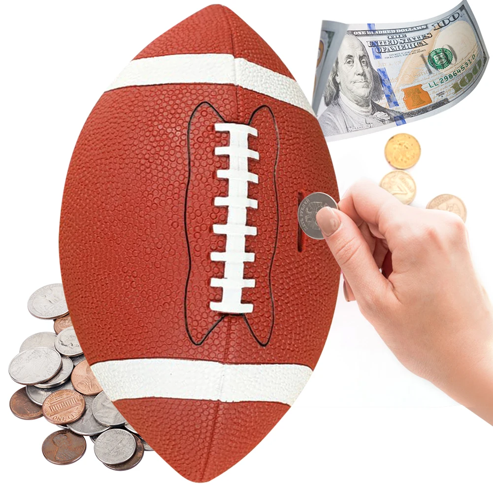 Football Piggy Bank Football Coin Bank Shatterproof Rugby Saving Money Saving Box for Sports Fans