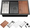 For Kitchen Sink Single Bowl Undermount Workstation Sink With Cutting Board Sinks Organizer Multifunction Strainer Waterfall 1