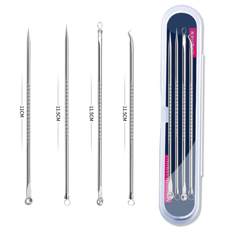 Blackhead Remover 4PCS Acne Comedone Black Spot Pimple Blemish Skin Care Women Beauty Treatment Pore Cleanser Needle Hook