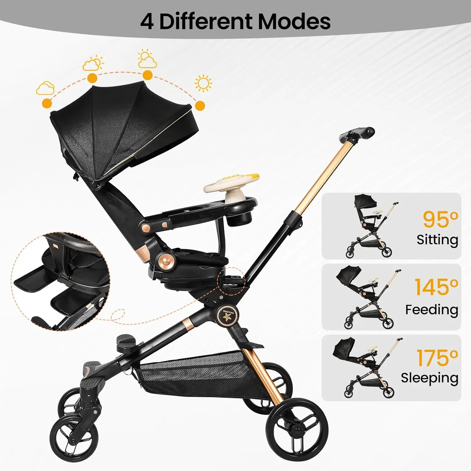 Lightweight Stroller with Bassinet Mode