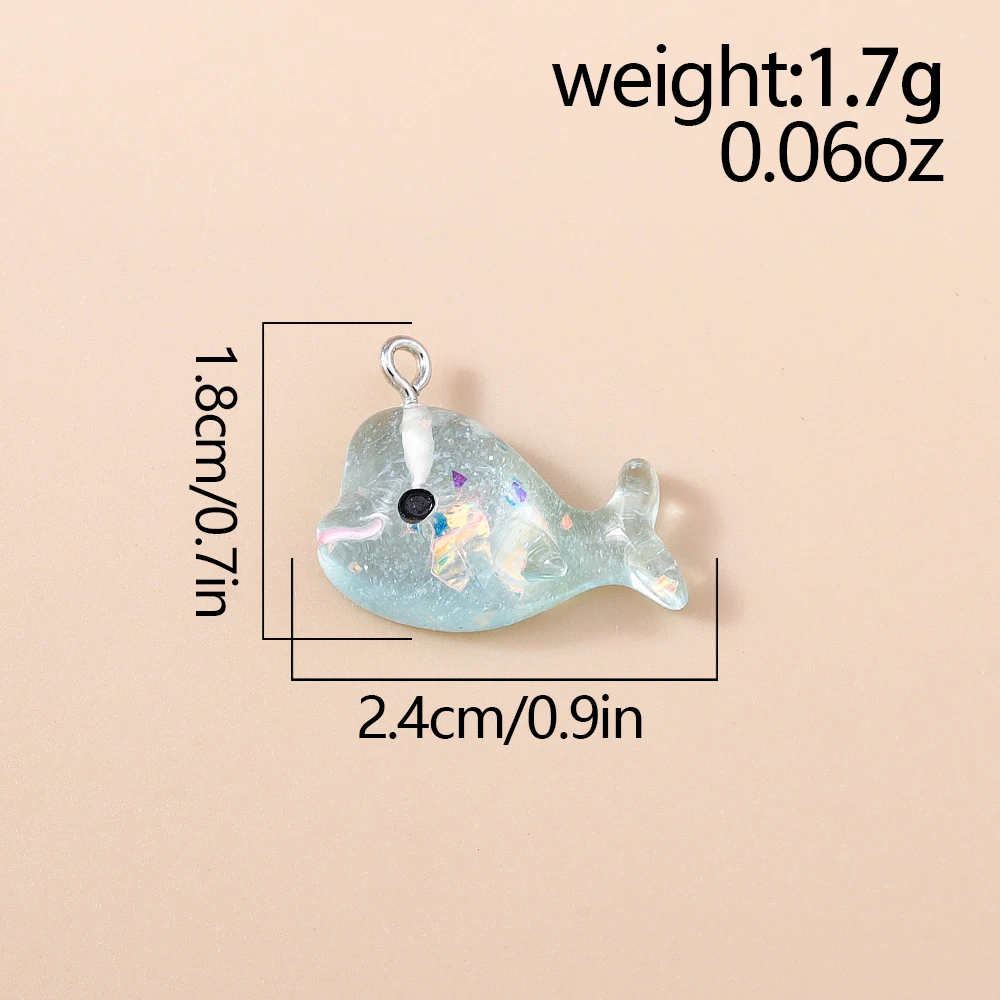 Leslie 10 Stück bunte, glänzende Glitzer-Delfin-Anhänger aus Kunstharz für Ohrringe, Armbänder, Halsketten, Schmuckherstellung, DIY-Bastelarbeiten – Detail 15