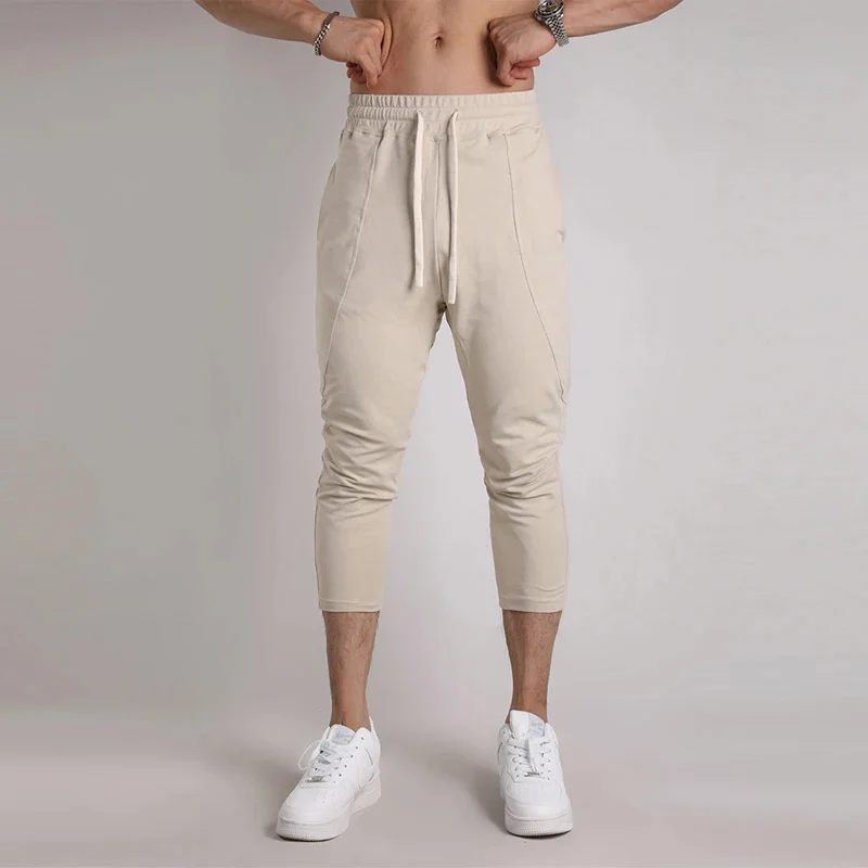 

Мужские Спортивные укороченные брюки с карманами, тренировочные штаны для бега, фитнеса, бега, тренировочные штаны, спортивная одежда для спортзала, бега, баскетбола, мужская спортивная одежда