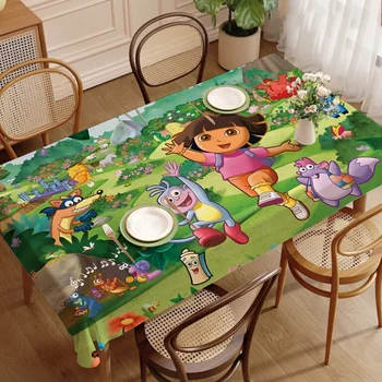 D-Dora The E-Explorer Cartoon Pattern Tablecloths Summer Washable Picnic Party Rectangle Table Cover Home Dining Decor 1