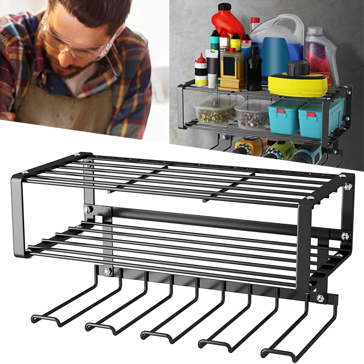 

Power Tool Organizer Electric Drill Storage Rack Wall Mount Garage Tool Organizers Heavy Duty Tool Holder Rack 130lb Weight