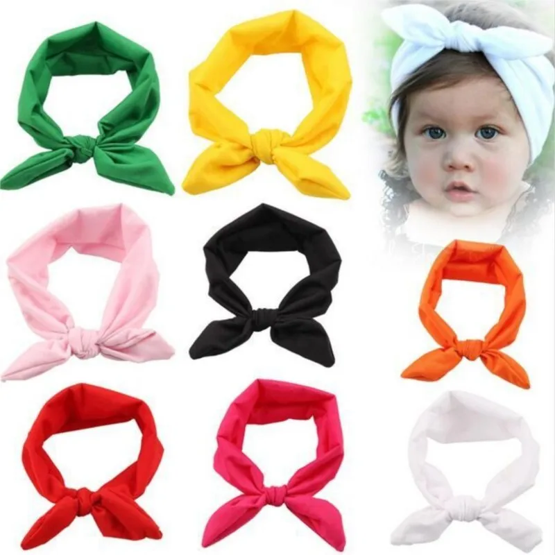 30 Pz/Lotto 8 Colori Top Knot Fascia Dei Bambini Della Ragazza Dei Capelli Wrap Fasce Bunny Rabbit Ears Turbante Fascia Turbante Headwraps Accessori