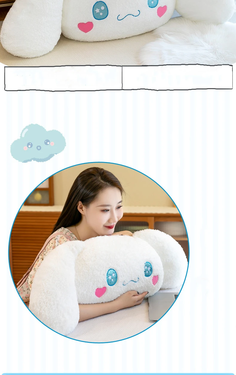 Sanrio Plush Large Size Cinnamoroll Cushion Kawaii Sleeping Plushies Soft Stuffed Pillow Home Decor Girl Gift