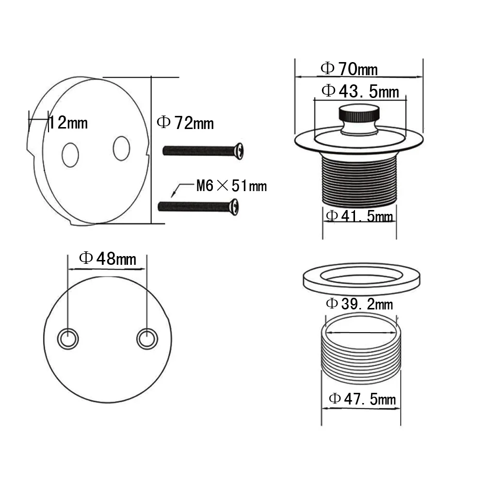 Talea Bath Drain Kit Accessory Gold Finish Two-Hole Overflow Cover Bathroom TYYG001001