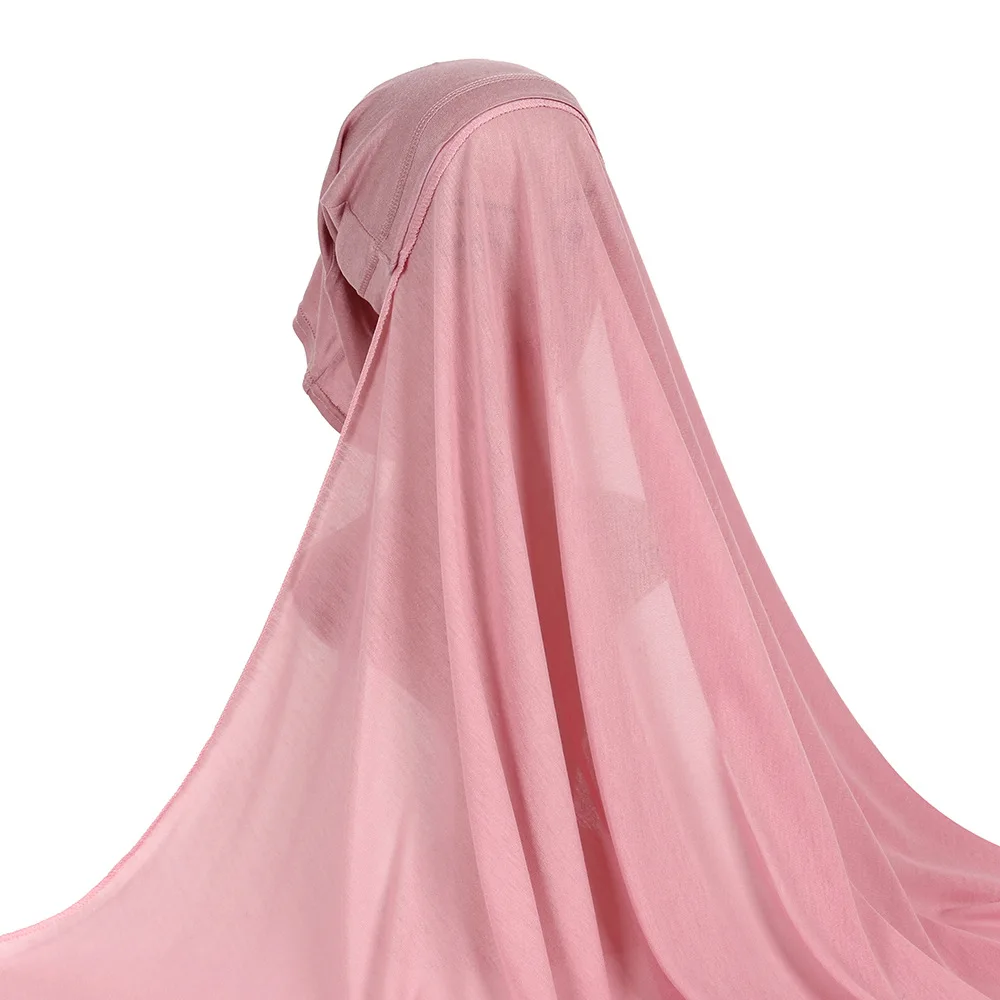 

Plain Turbans Jersey Instant Hijab with Caps Thick Modal Wrap Elastic Shawls Lady High Quality Foulards Muslim Headband 180*80Cm