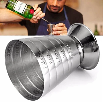 금속 측정 컵 음료 도구, 샷 온스 지거 바, 혼합 칵테일 비커, 0.5-2.5oz, 15-75ml, 1-5Tbsp, 75ml