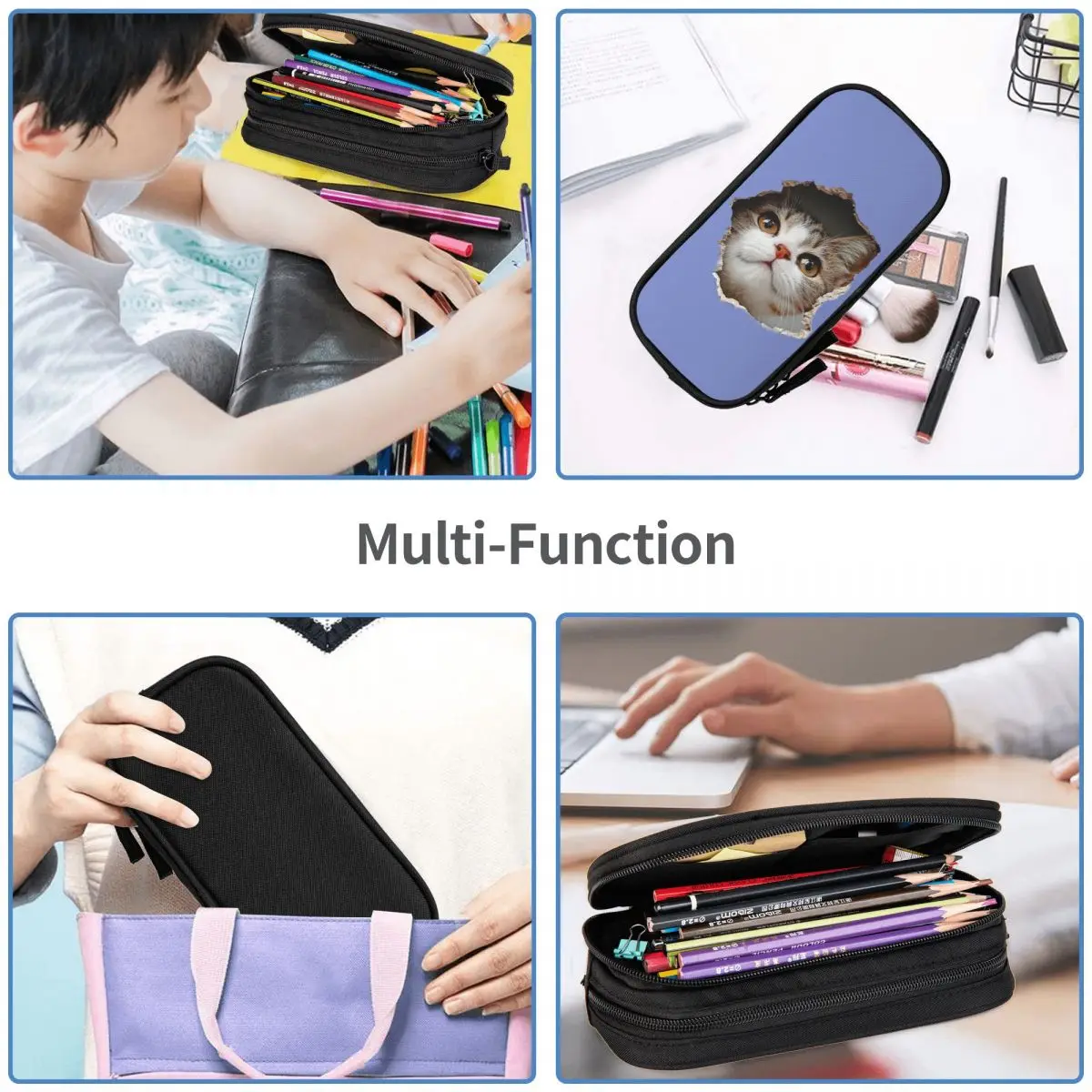 귀여운  고양이 벽에 뚫린 구멍 모양의 필통, 남아 여아 선물용 펜 케이스, 연필 가방, 문구 용품, 펜 홀더 가방