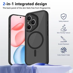 Enhanced Armor Matte Frosted Clear Magnetic Wireless Charging Case - Honor X60 Pro (Black)